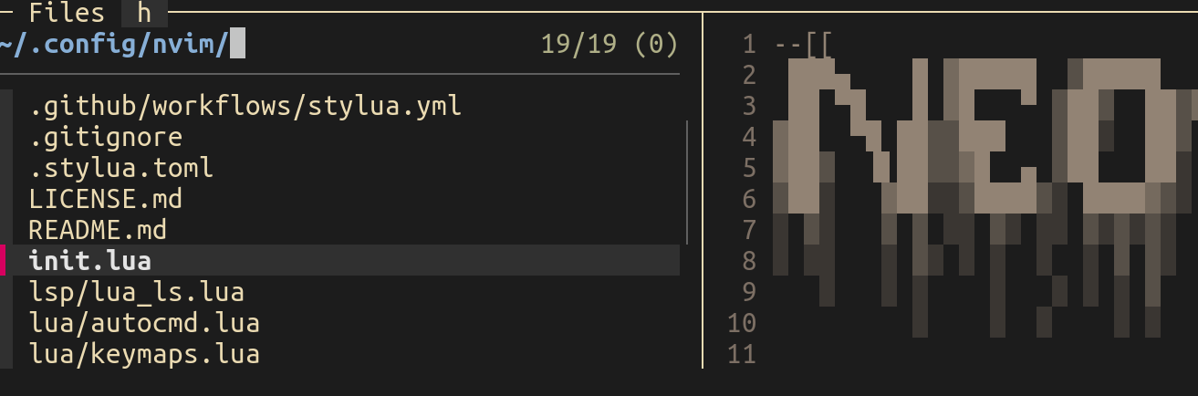 Neovim code screenshot